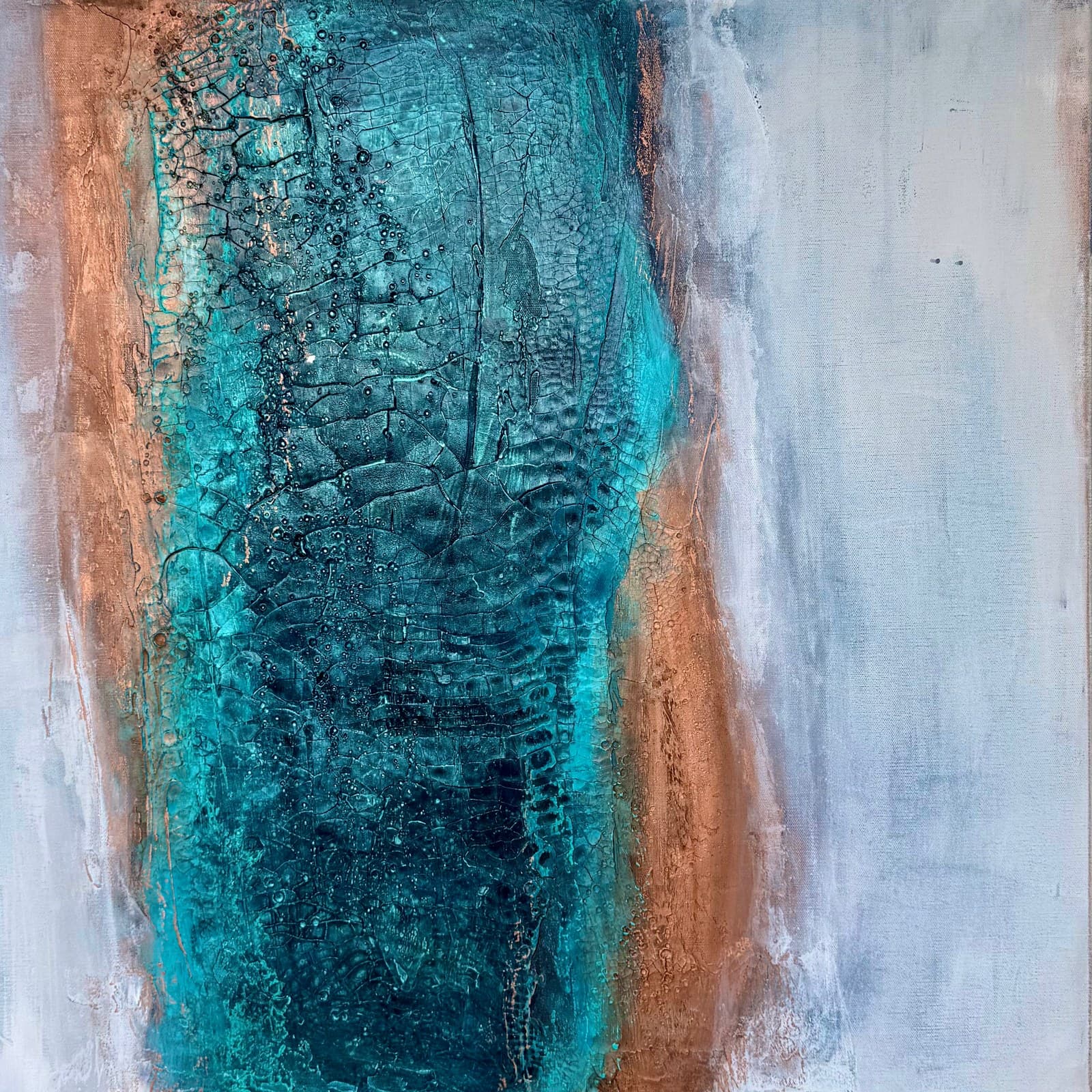Teal & Ore, abstraktes Original von Isabella Laudenbacher